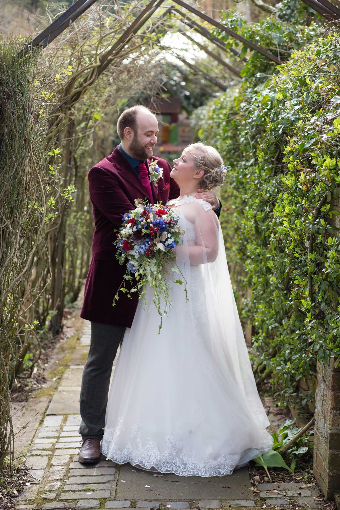 Hundred House garden spring wedding day couples portraits