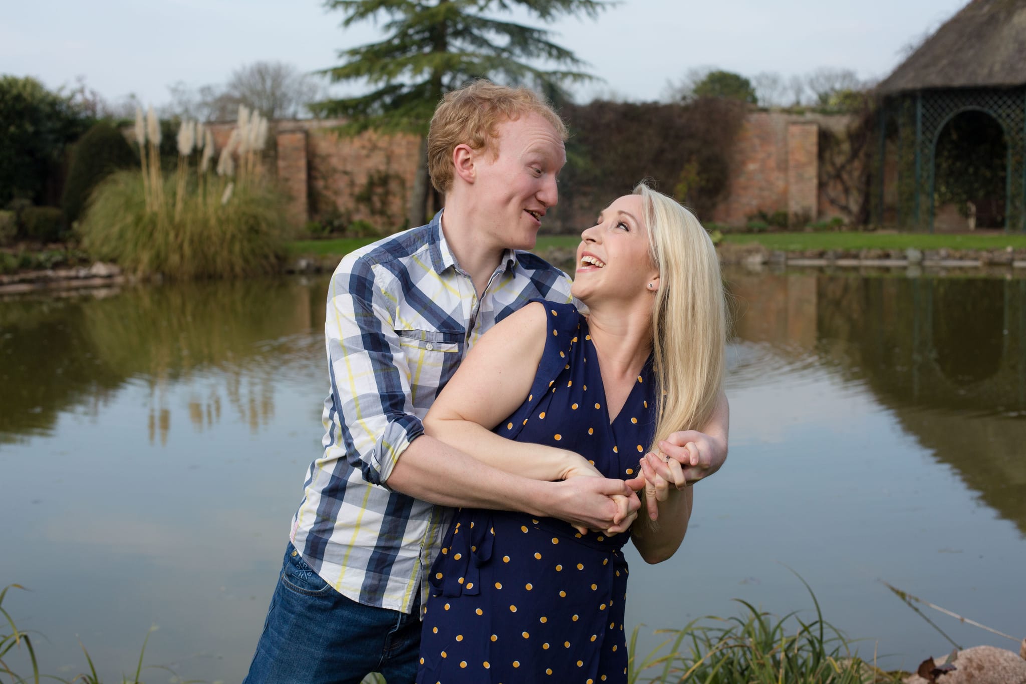 Hawkstone Hall wedding photography by lake