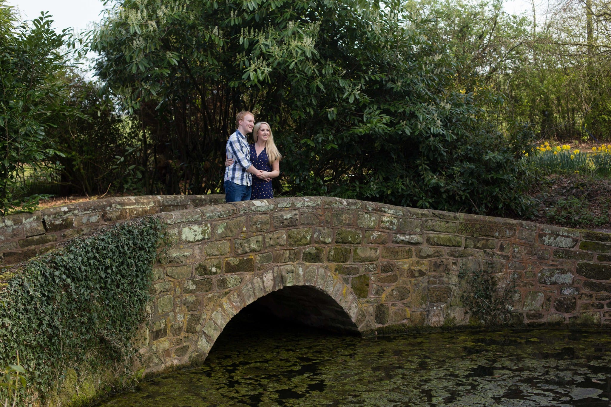 Hawkstone Hall bridge over lake