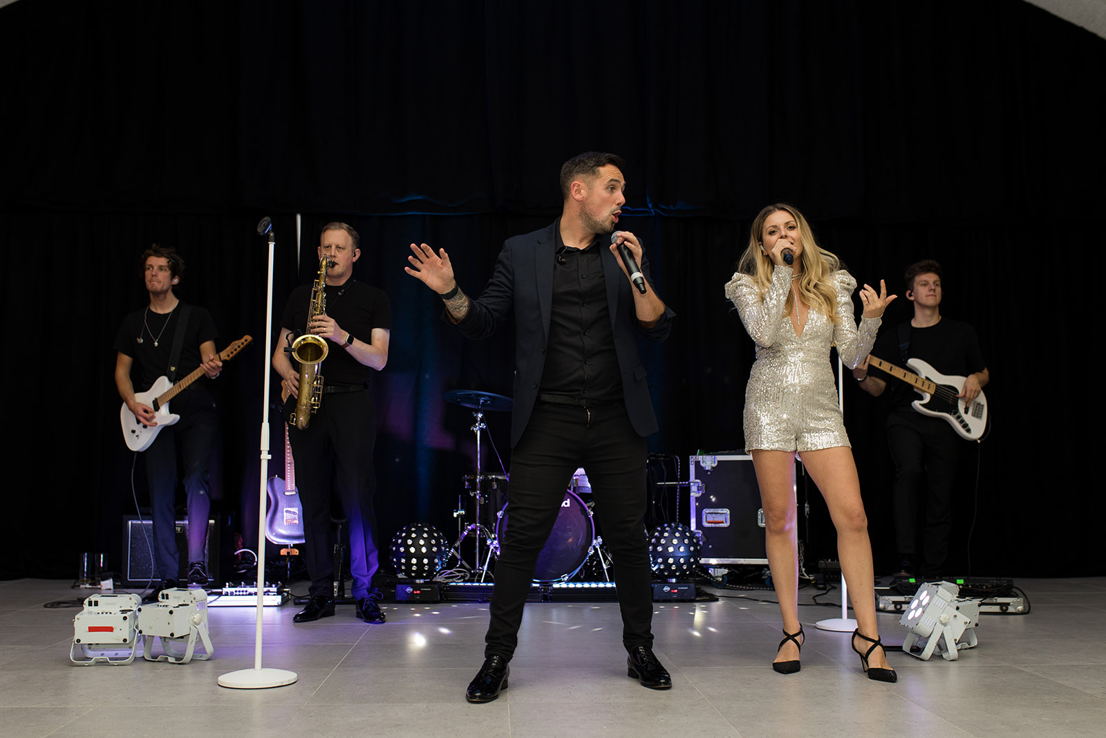 A live band performs at a wedding