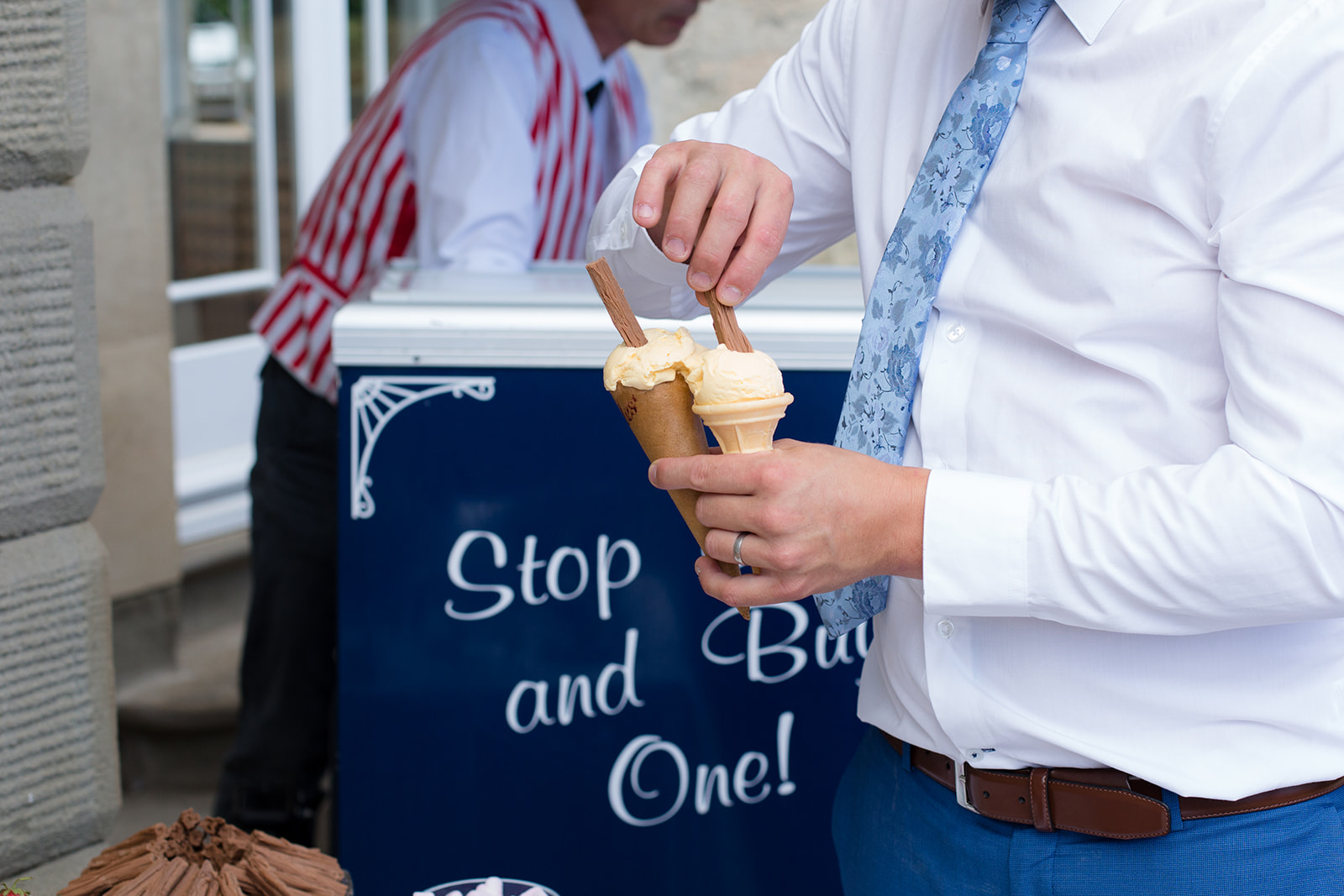 St Tewdrics House Wedding Ice cream cart at a wedding